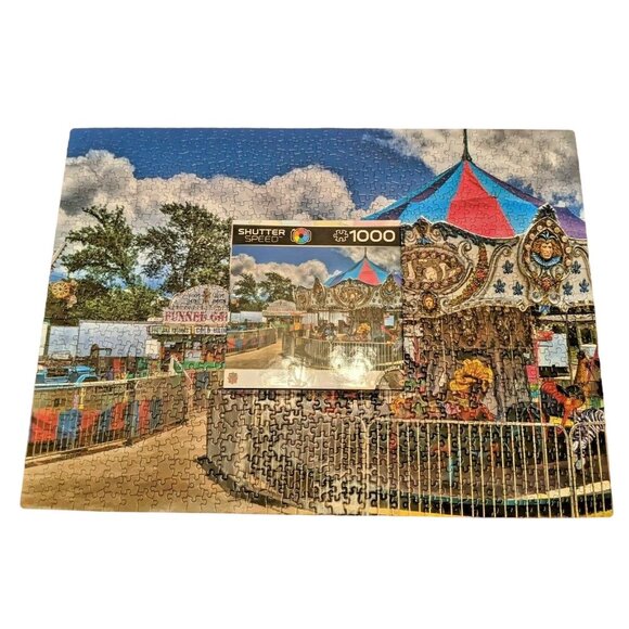 Master Pieces Shutter Speed Joyride Carousel 1000 pc Jigsaw Puzzle Complete - Picture 2 of 9